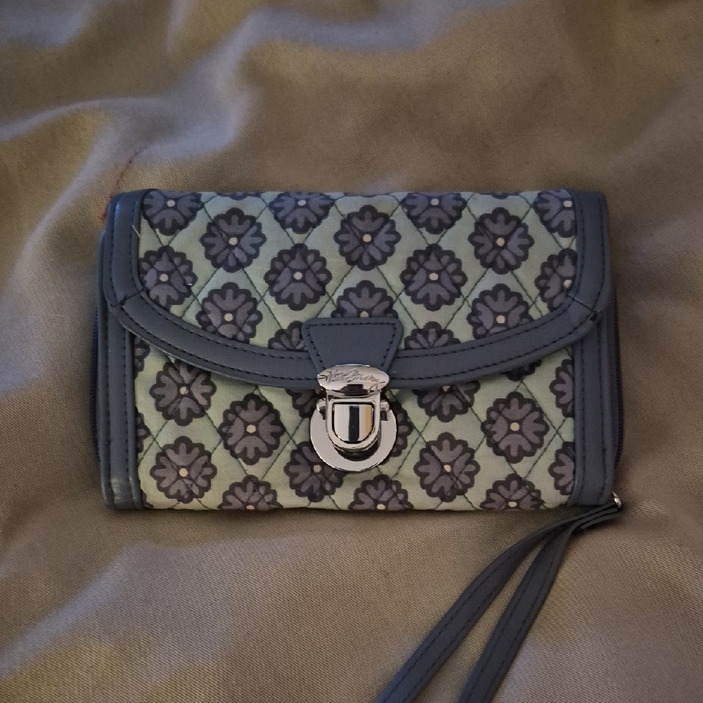 Vera Bradley Gray and Cream Floral Quilted Wallet